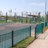 voetbalkooi model PS200 6 sportkooi met spijlenhekwerk als wanden met basketbal voorziening